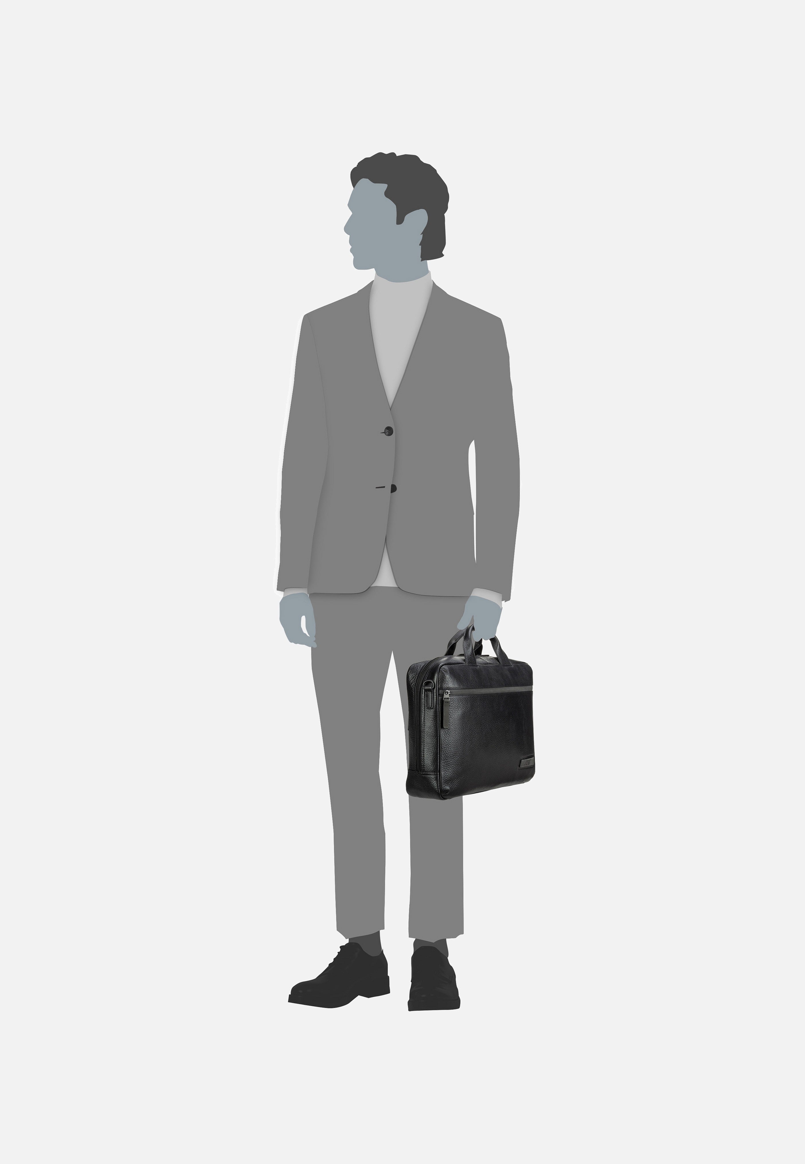 Stockholm Business Bag M 1 Comp Black - Aktentasche