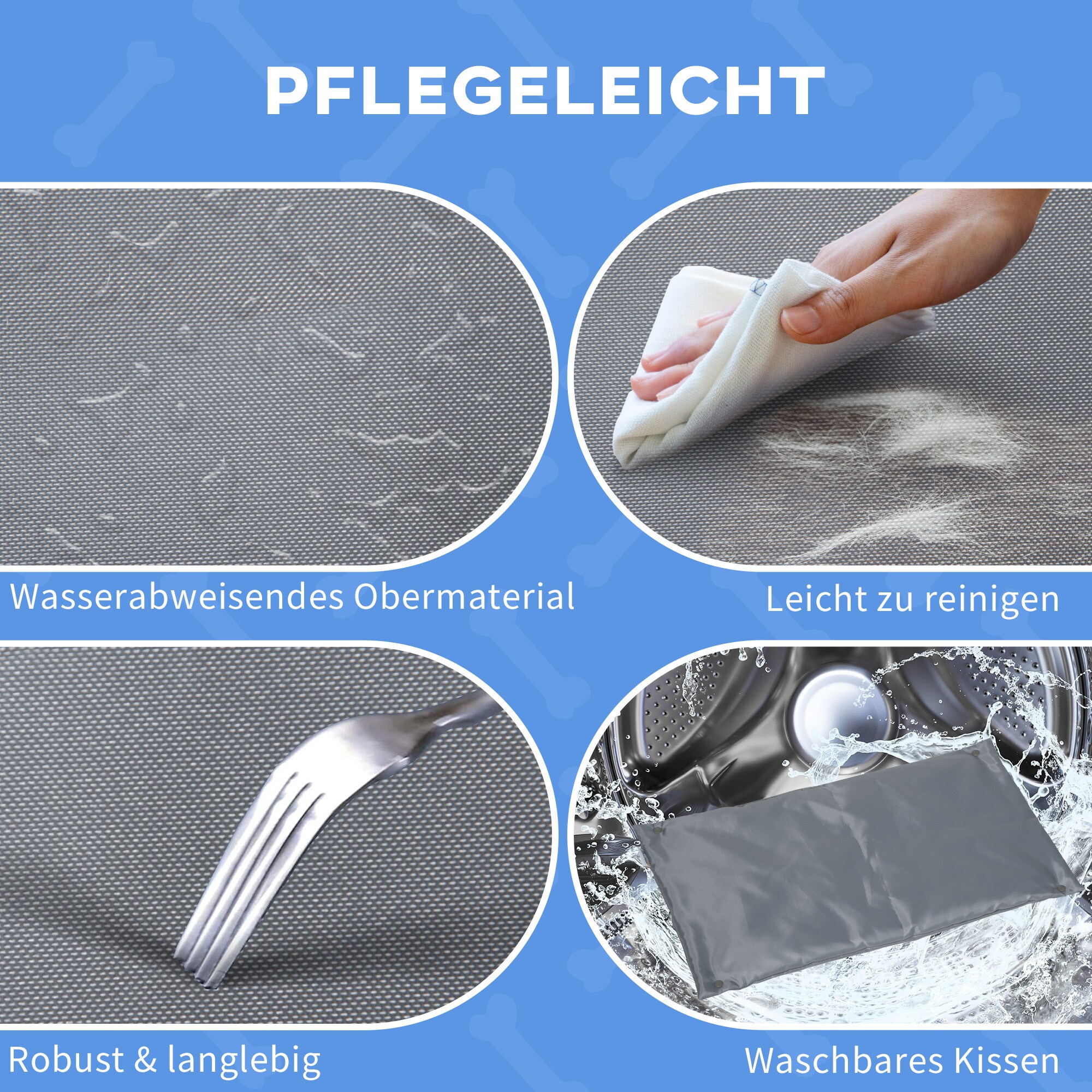 PawHut Haustierbett mit Kissen grau, natur 72L x 40B x 25H cm