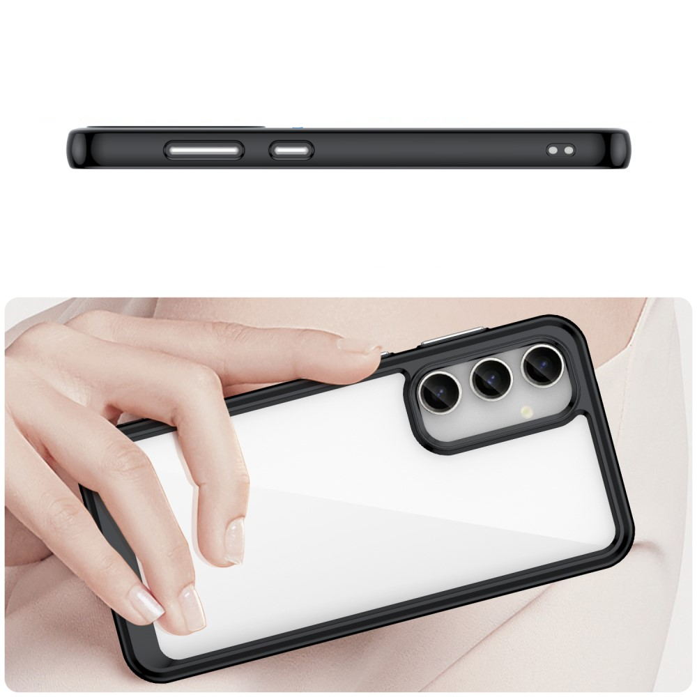 Samsung Galaxy S23 FE Hybrid Hülle TPU Bumper   Acryl Rückseite - Transparent / Schwarz