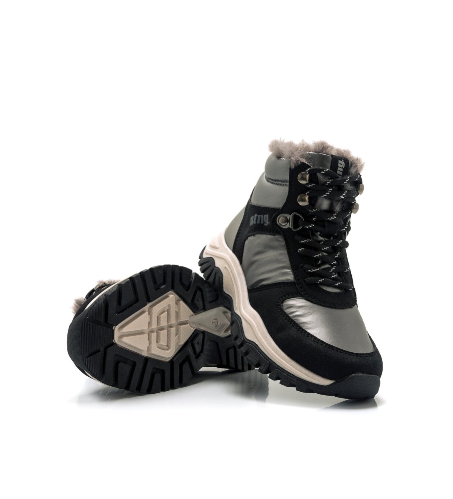 Botas Mustang Kids Trekky, pretas e cinza