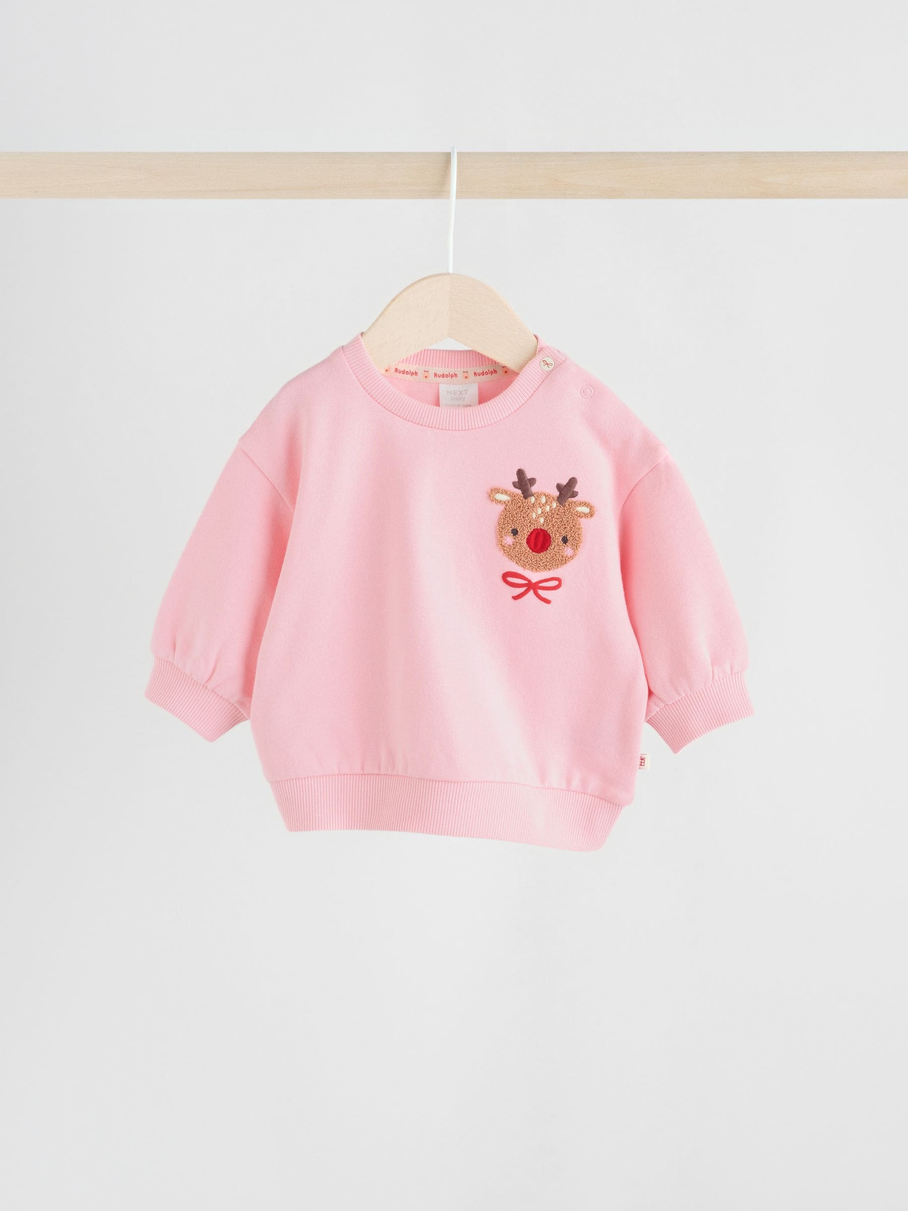 Rood/roze rendier - Kerstmis Sweat en Joggingbroek Baby Set (0mnd-2jr)