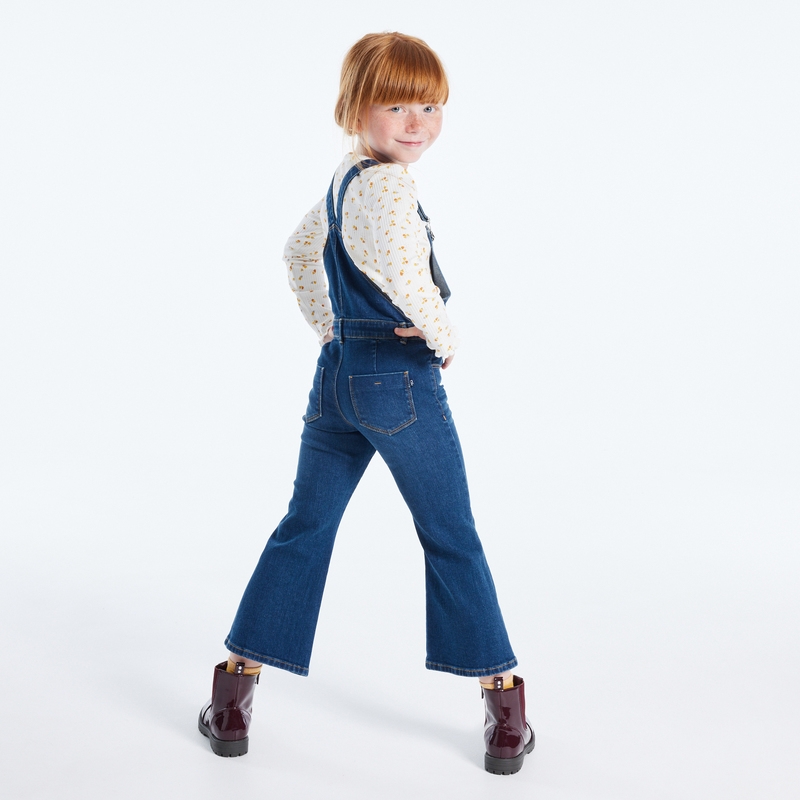 Salopette en jean flare bleue fille