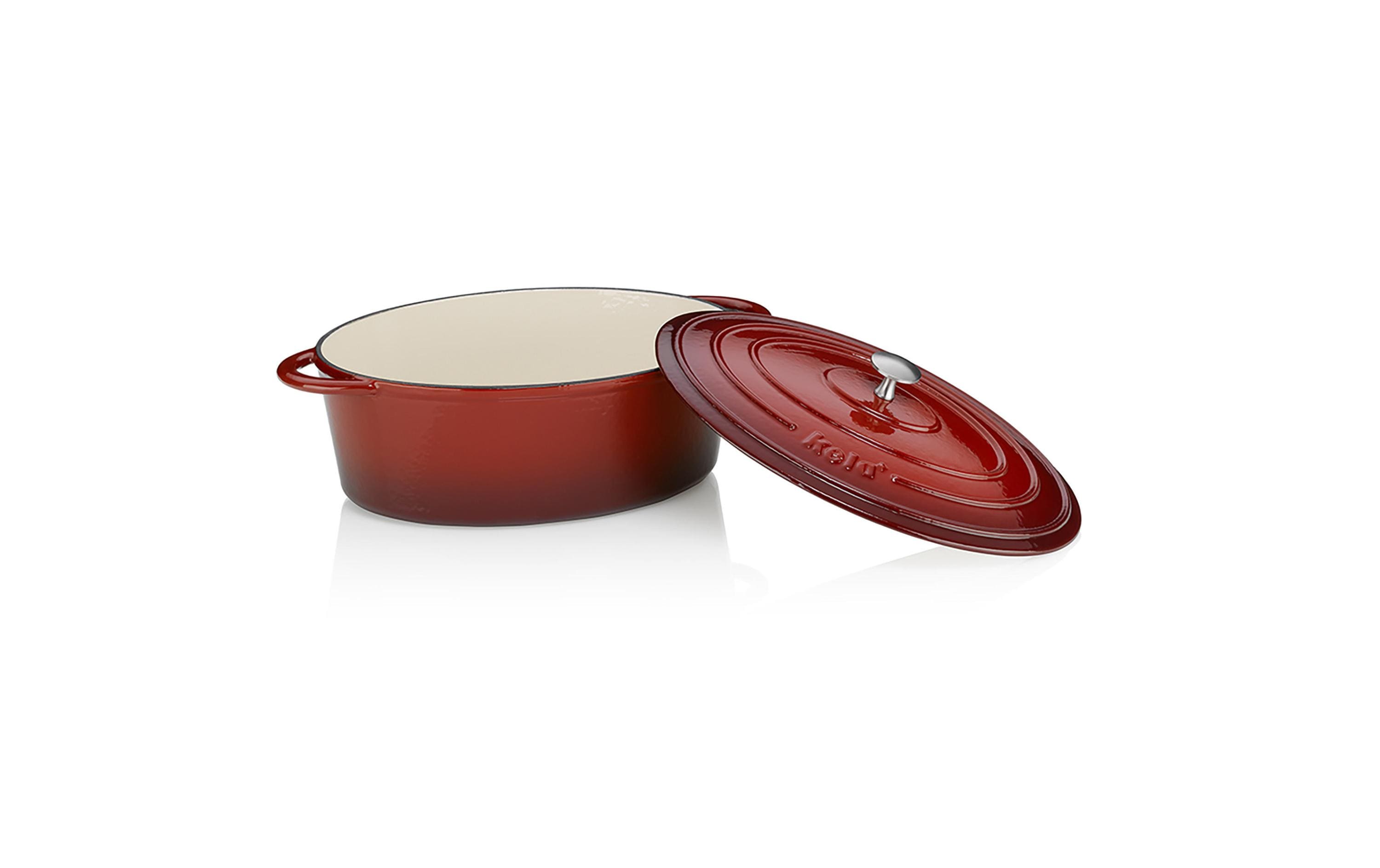 Bräter Calido oval 33 cm, RotBratentopf aus Gusseisen