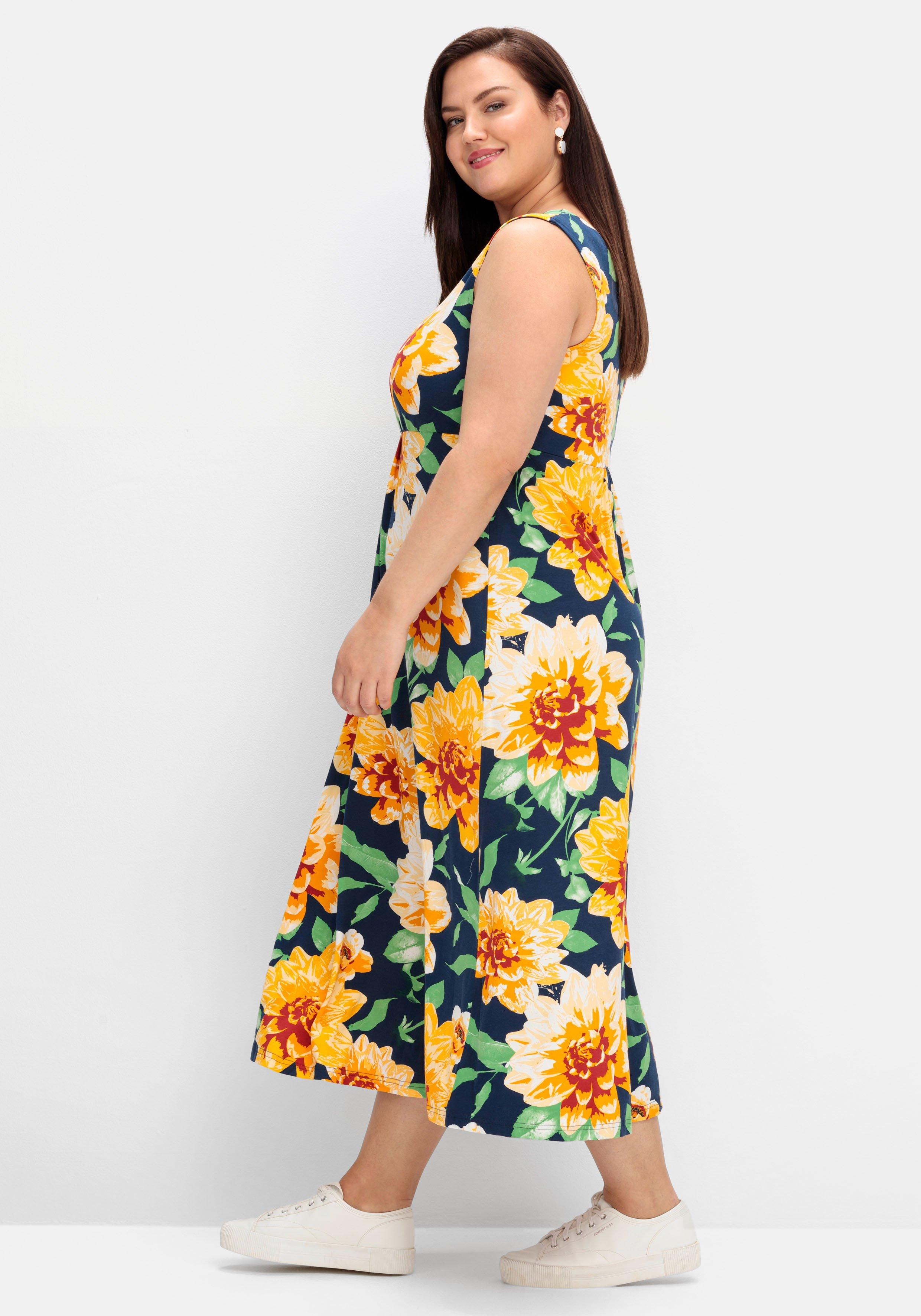 Ärmelloses Jerseykleid mit Blumendruck
