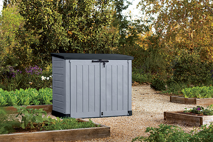 Coffre de rangement extérieur Keter Store It Out Max gris clair et noir 1200L