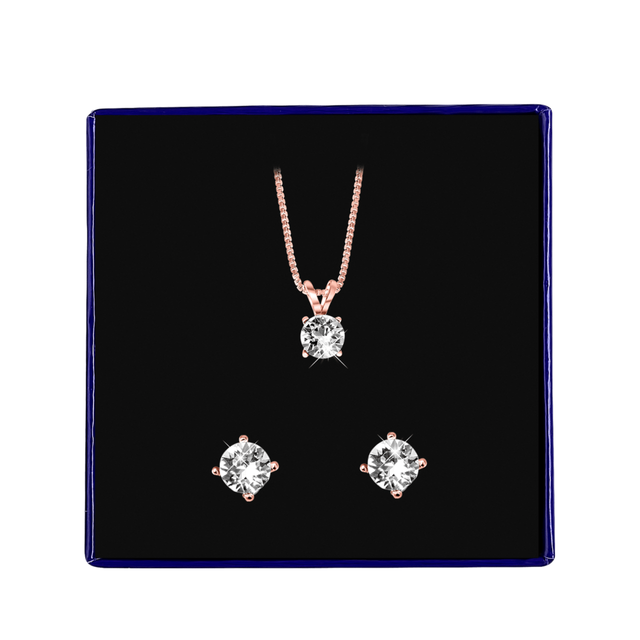 Zilveren set rose kristal wit