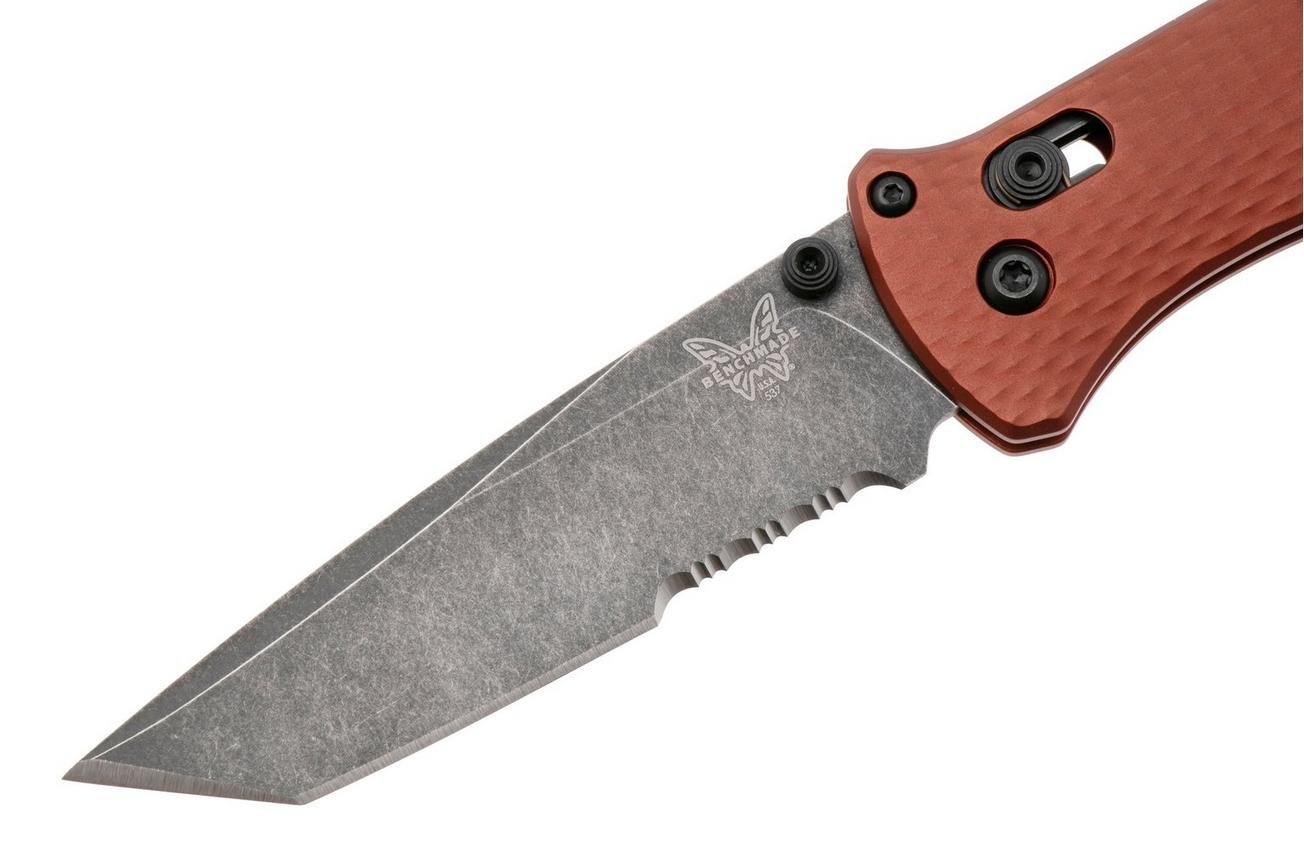 Benchmade Bailout 537SBK-07 Blackwashed Cerakote CPM Magnacut Tanto Serrated, Burnt Copper Aluminium, zakmes