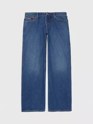 Calça jeans folgada de cintura baixa adaptável
