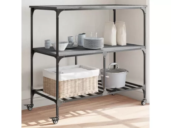 Chariot de cuisine sonoma gris 100x50x95 cm bois d'ingénierie