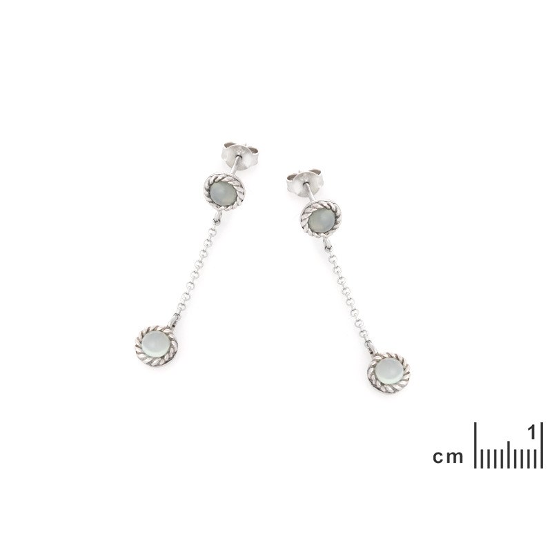 BOUCLE D'OREILLE ARGENT AGATE AQUA