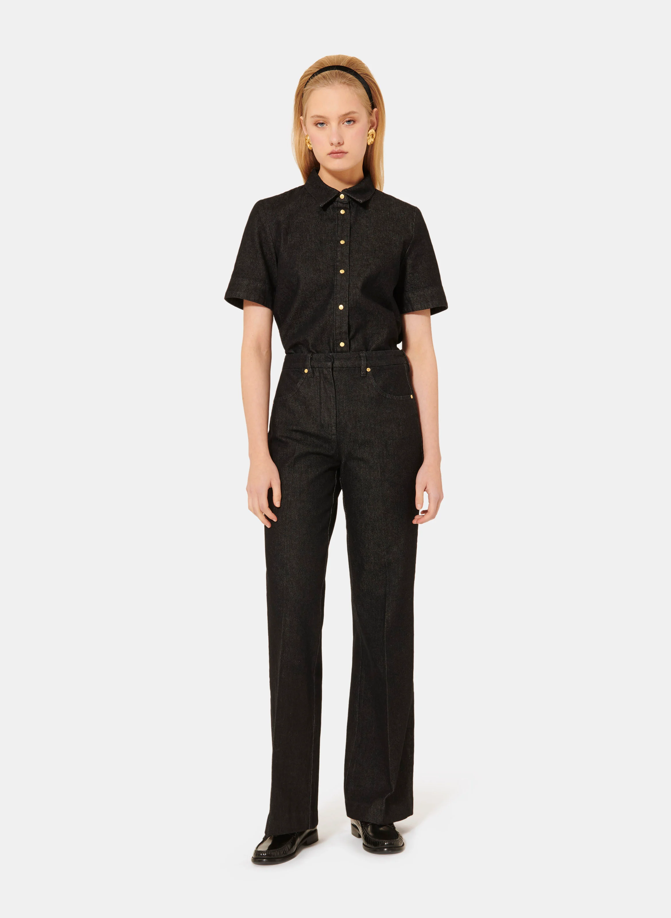 JEROME - Jean droit taille haute en coton bio | Noir