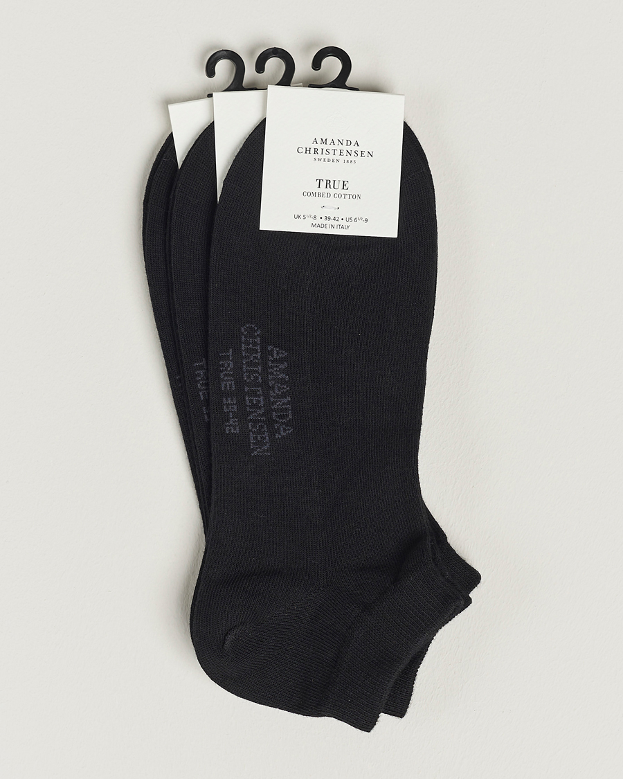 Amanda Christensen 3-Pack True Cotton Sneaker Socks Black