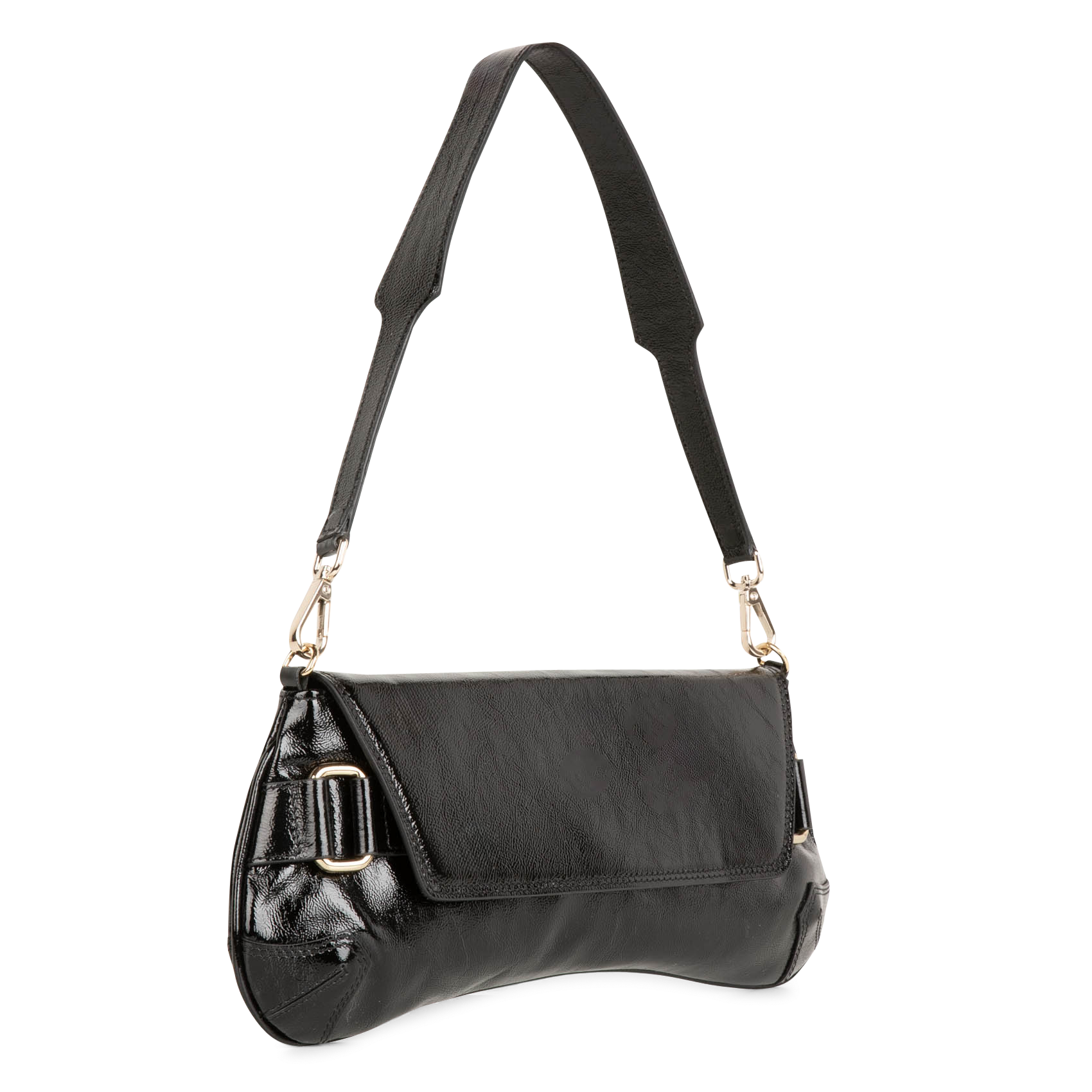 ENA - Sac baguette en cuir vernis| Noir