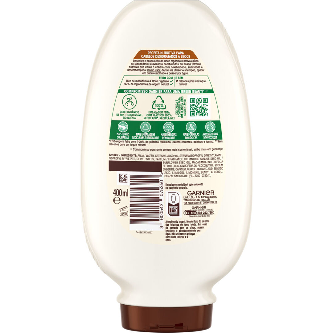 GARNIER  Ultra Suave Amaciador Nutritivo Leite de Côco - 400ml