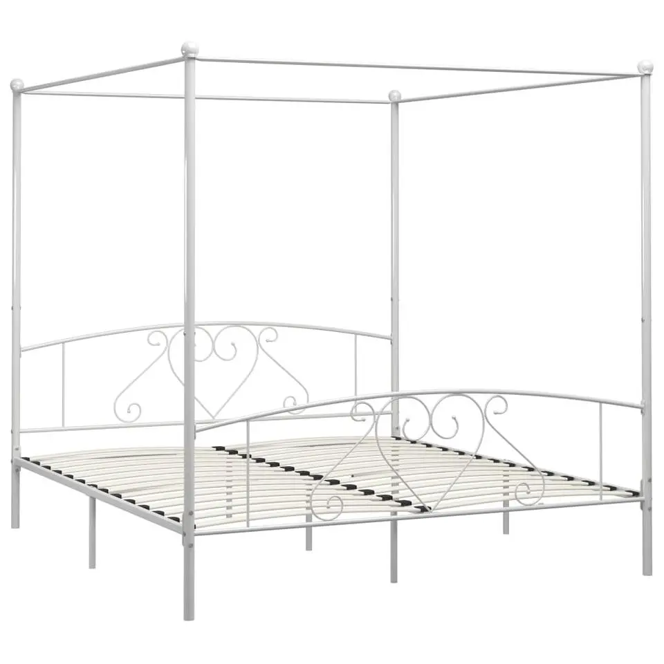 vidaXL - Hemelbed met hoofdbord - Wit - Metaal - 180x200 cm