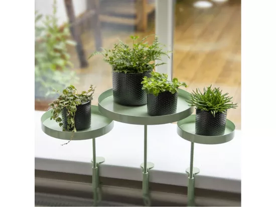 Support à plantes rond à fixer hauteur réglable vert 24.6 x 24 cm