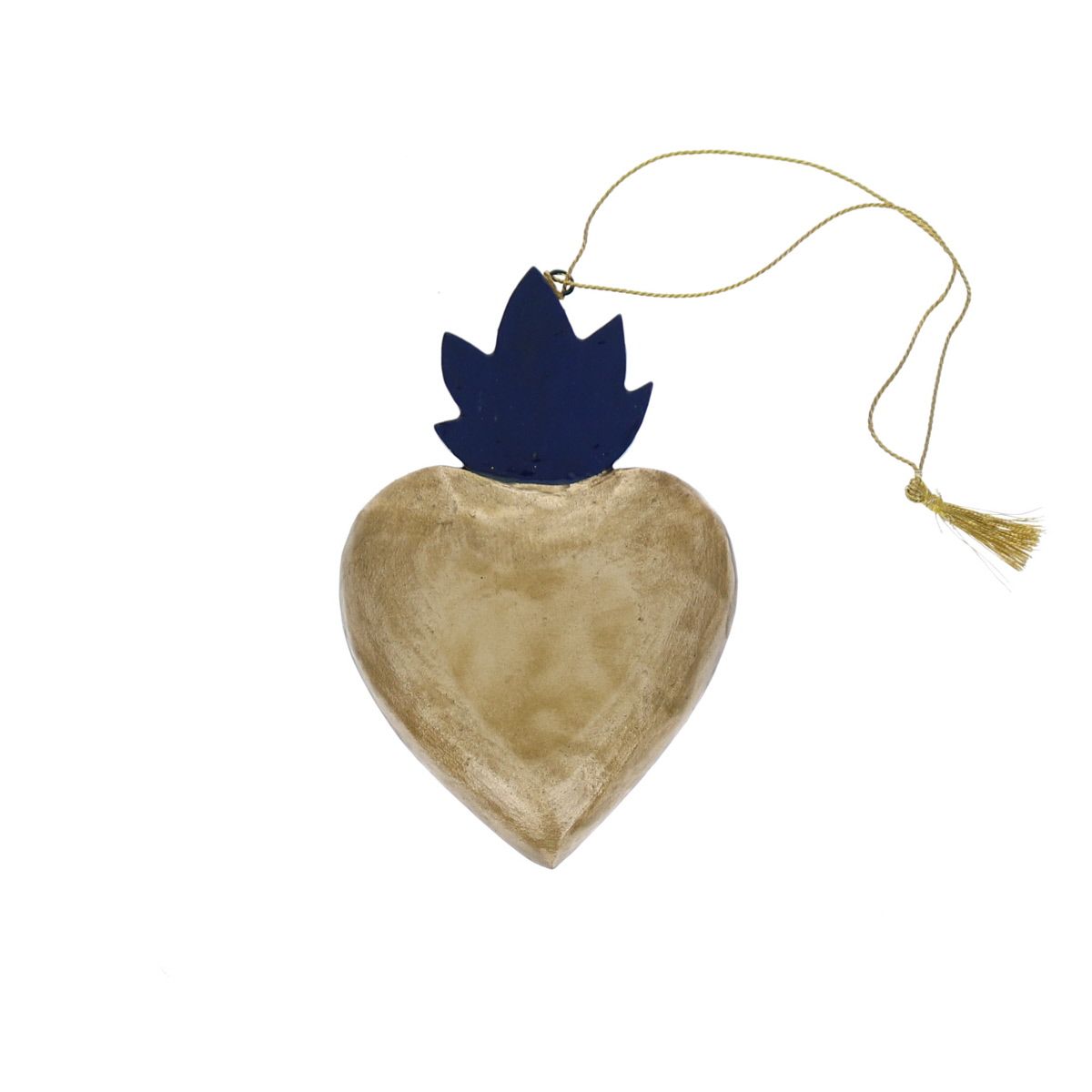 Boule de Noël coeur ex voto bleu Pondie Chérie