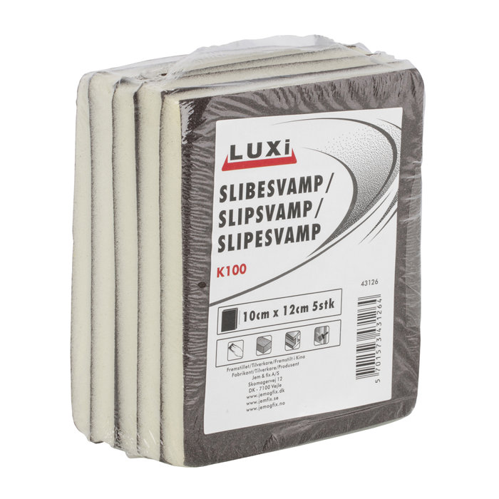 Slibesvamp korn 100 - 10 x 12 mm 5 stk. - Luxi