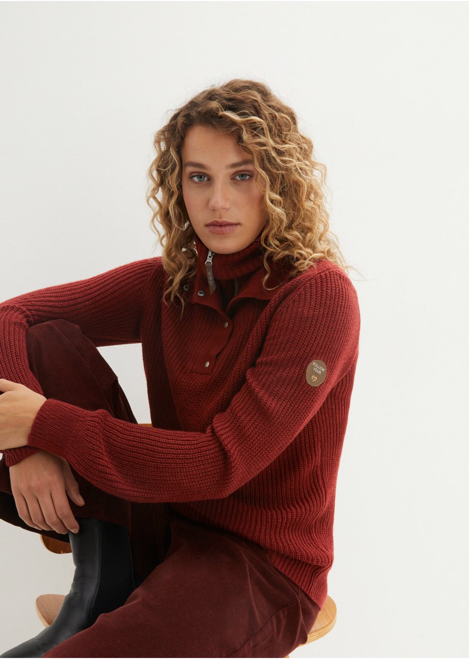 Pull camionneur en maille avec col 2 en 1