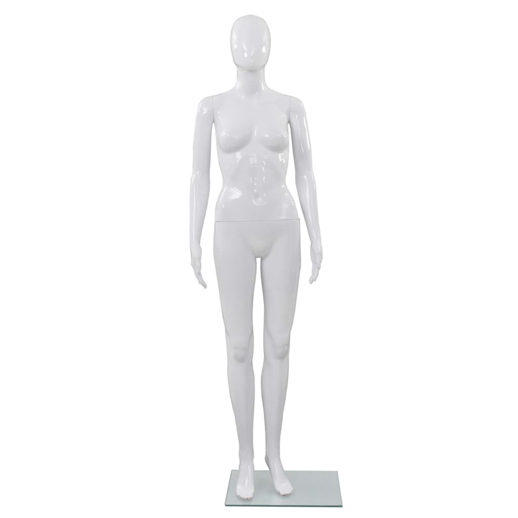 vidaXL Dames Paspop met Glazen Voet Glanzend Wit 175 cm