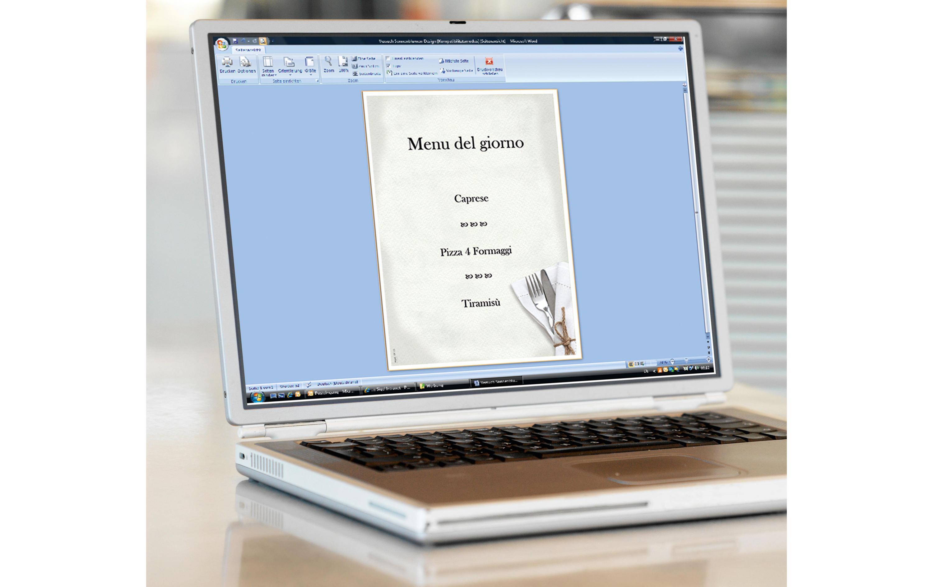 Motivpapier DP125 Menü Speisen, A4, 50 BlattPapier für Speisekarten