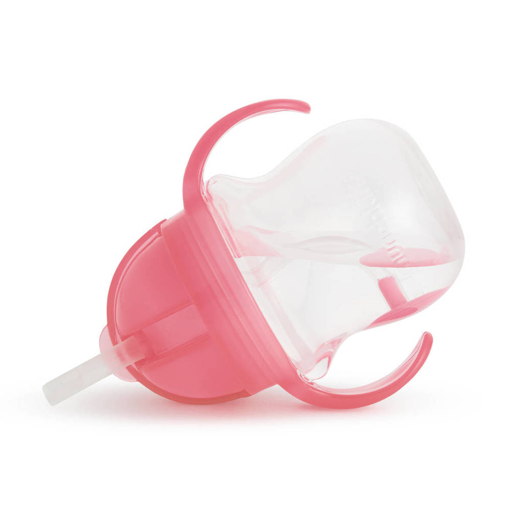 Tip & sip drinkbeker met rietje roze