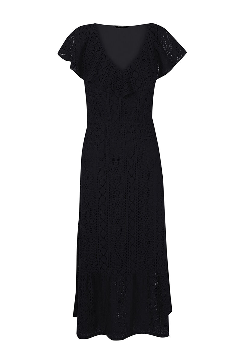 Vestido de malha vazada - Preto