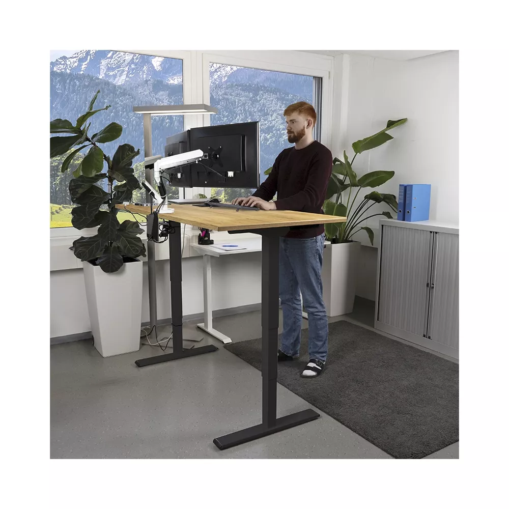 CONTINI höhenverstellbarer Bürotisch 1.4x0.8m Eiche / Gestell schwarz