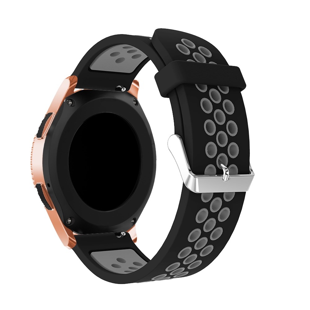 Samsung Galaxy Watch 42mm / Watch Active 2 / Watch Active / Gear Sport Silikon Armband Dual Color Dornschliesse - Schwarz / Grau