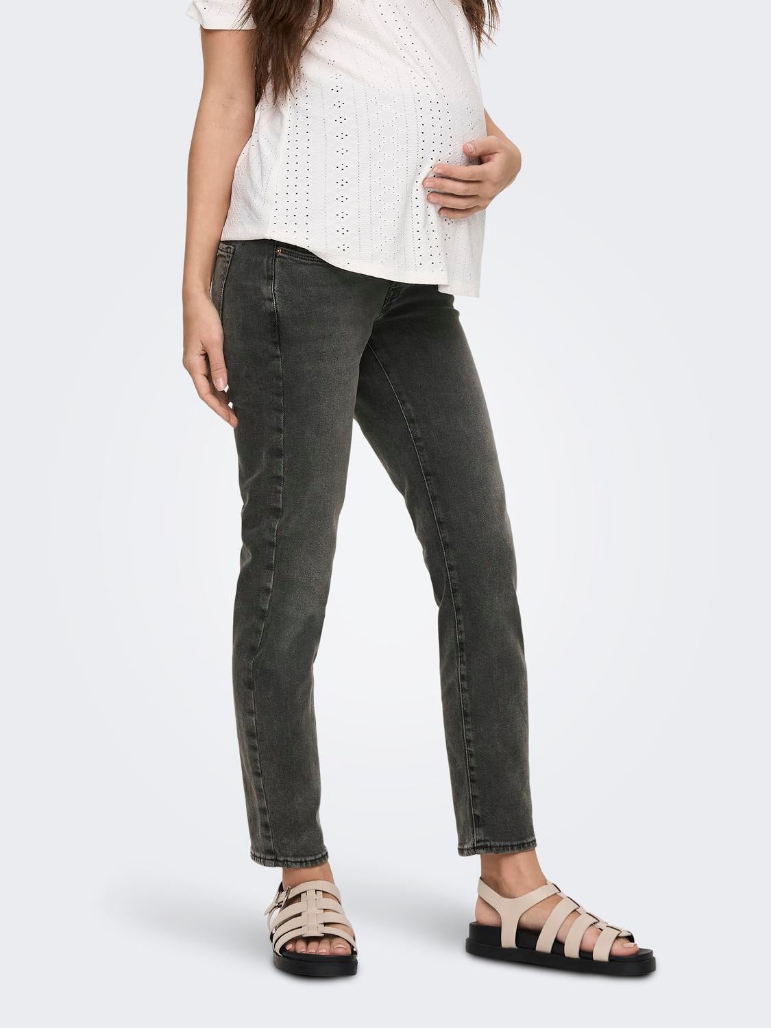 OLMEMILY Hohe Taille Gerade geschnitten Jeans Dark Grey Denim