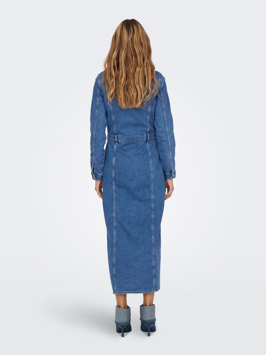 ONLELLEN Langes Kleid Medium Blue Denim
