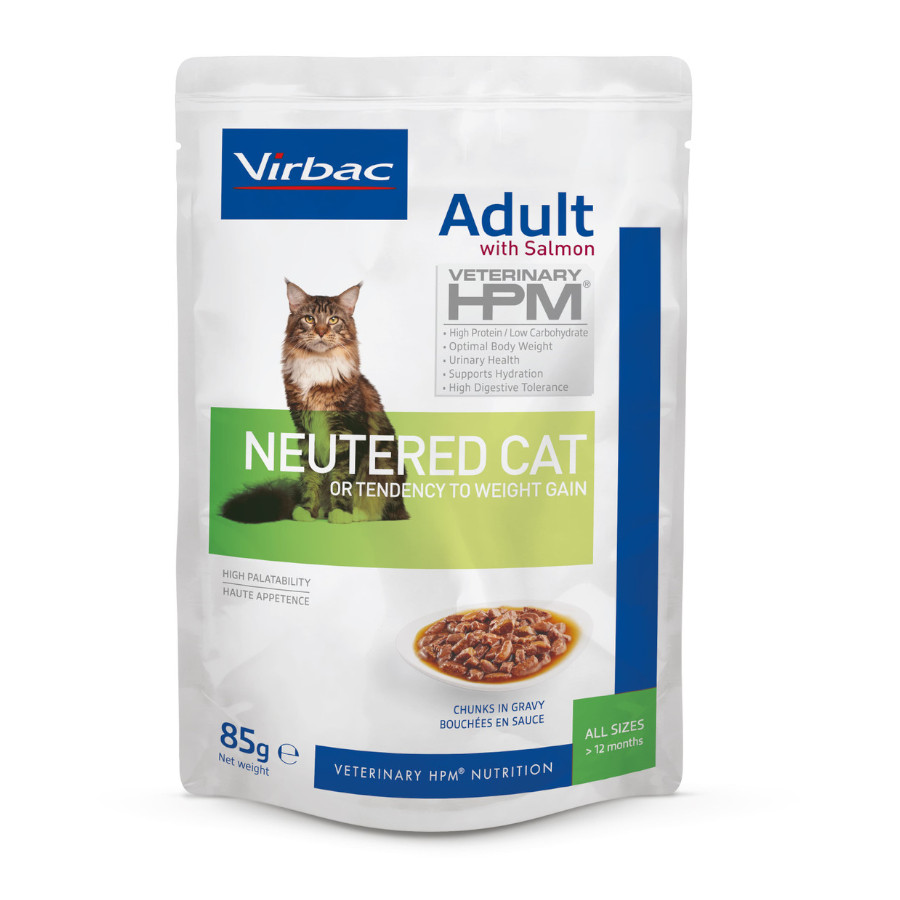 Sachê Virbac Adult HPM Castrado com Salmão ao Molho para Gatos – Pacote