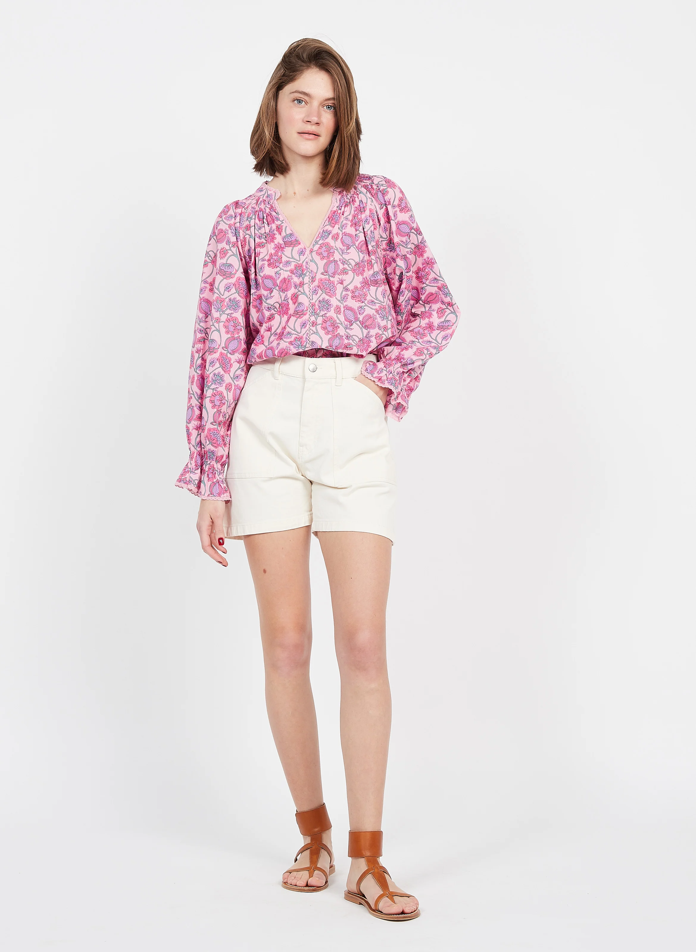 MARY - Short en coton mélangé | Blanc