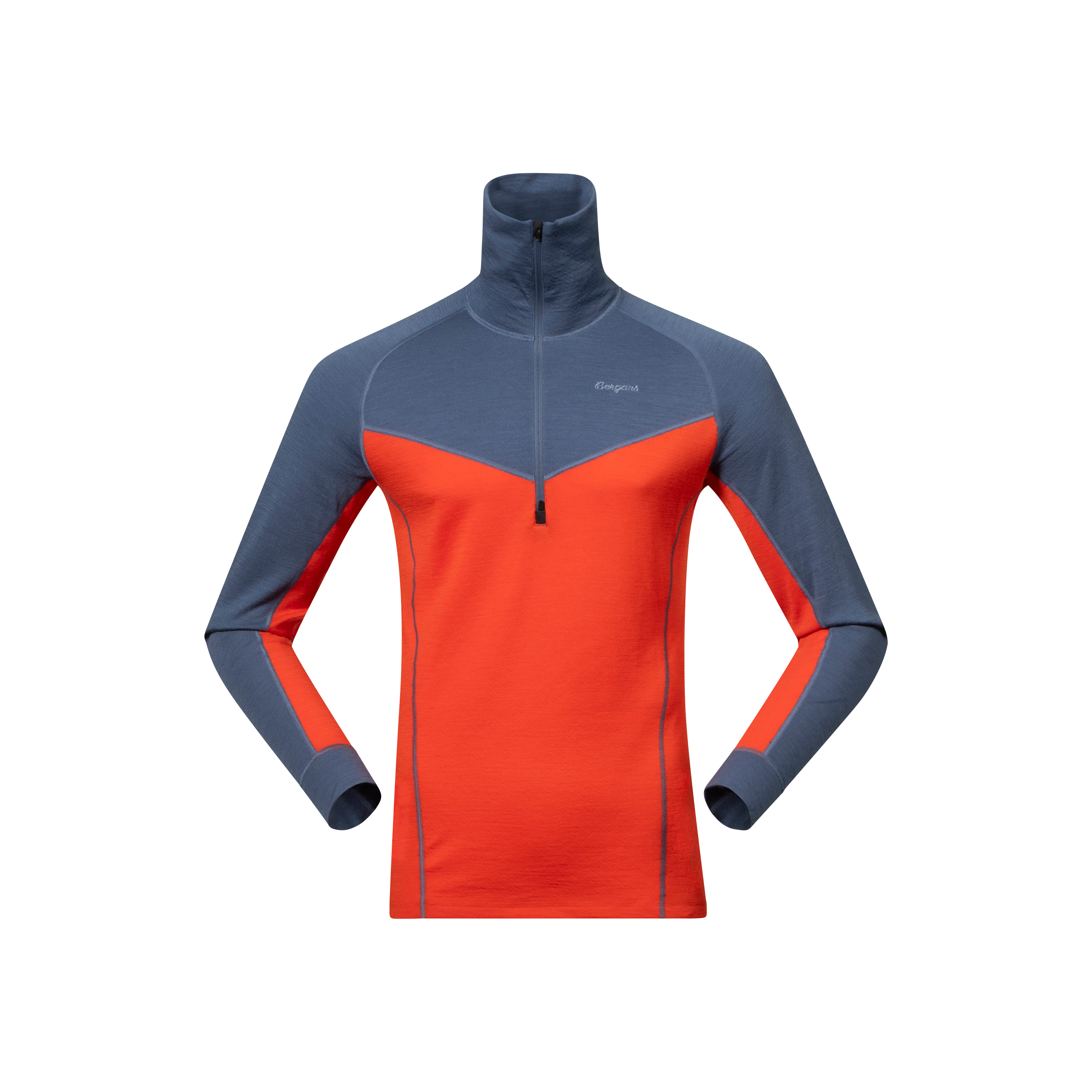 Inner:Dual Merino Half Zip Men Lava / Granite Blue