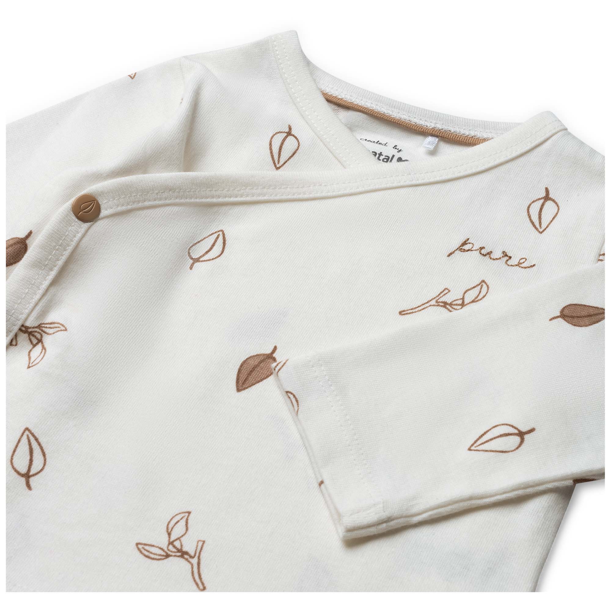 Prénatal newborn shirt Pure lange mouwen bladeren beige