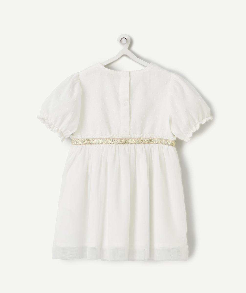 ROBE MANCHES COURTES BÉBÉ FILLE BLANCHE AVEC TULLE