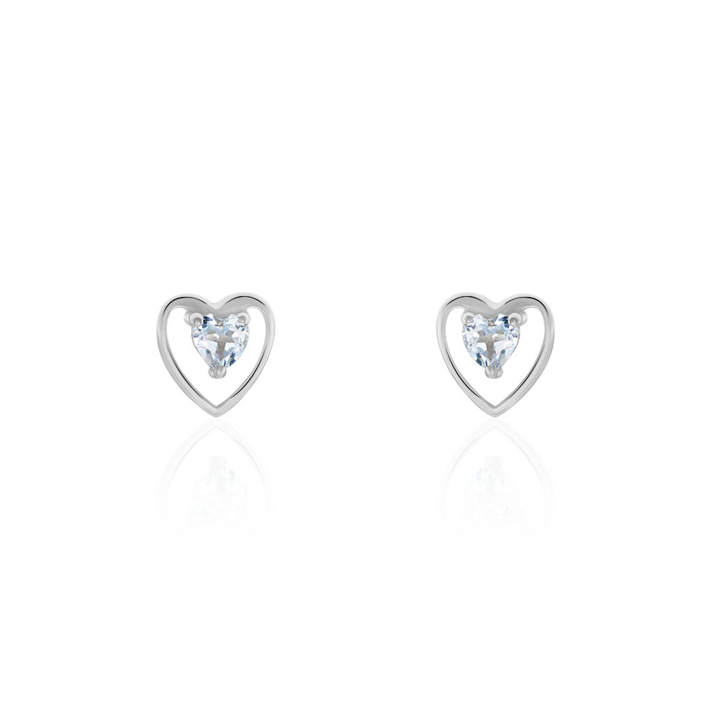Boucles D'oreilles Puces Luann Or Blanc Topaze