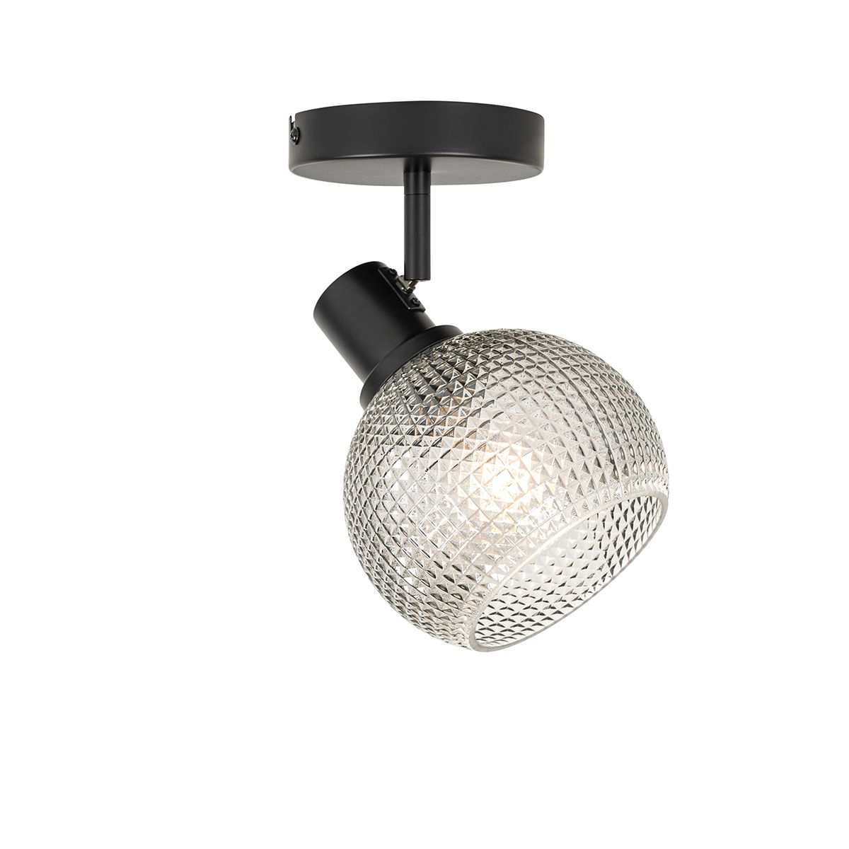 Design spot zwart met smoke glas - Chico