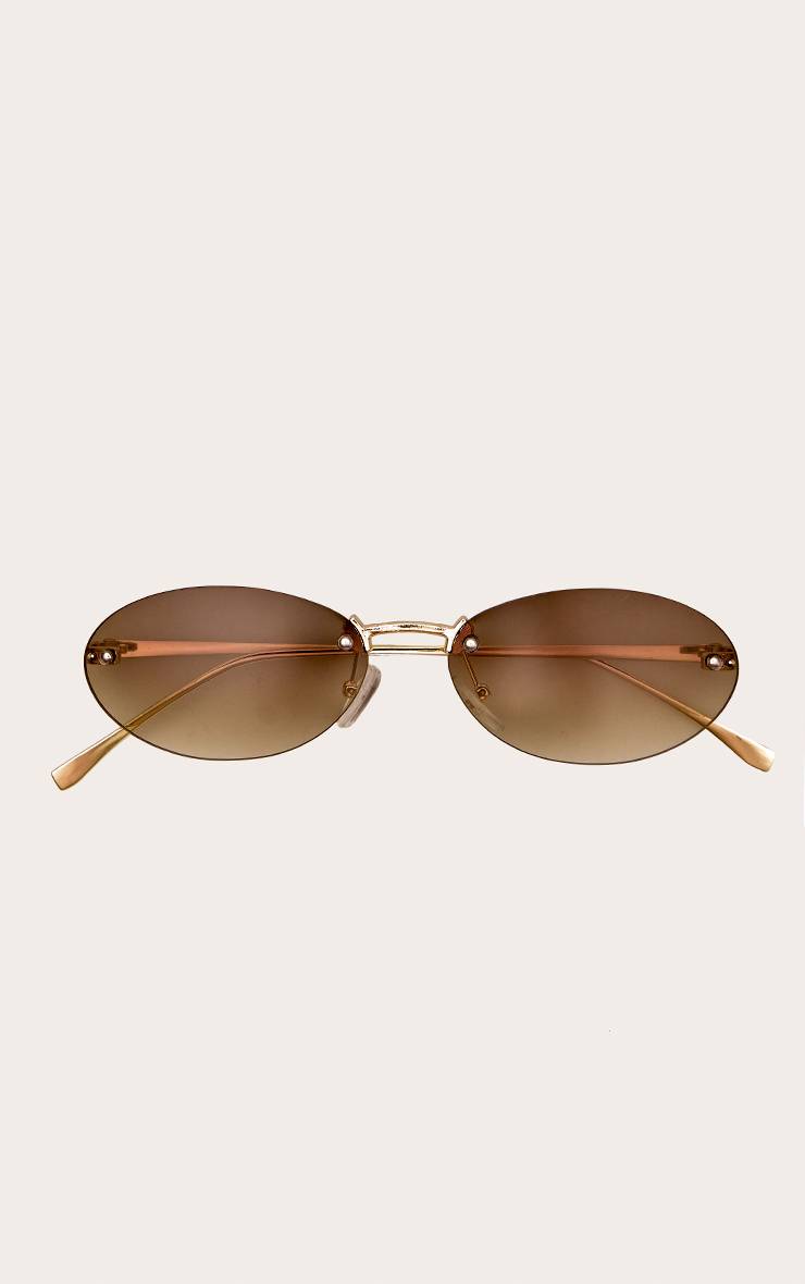 Rose Lunettes De Soleil Ovales Fines À Verres Apparents
