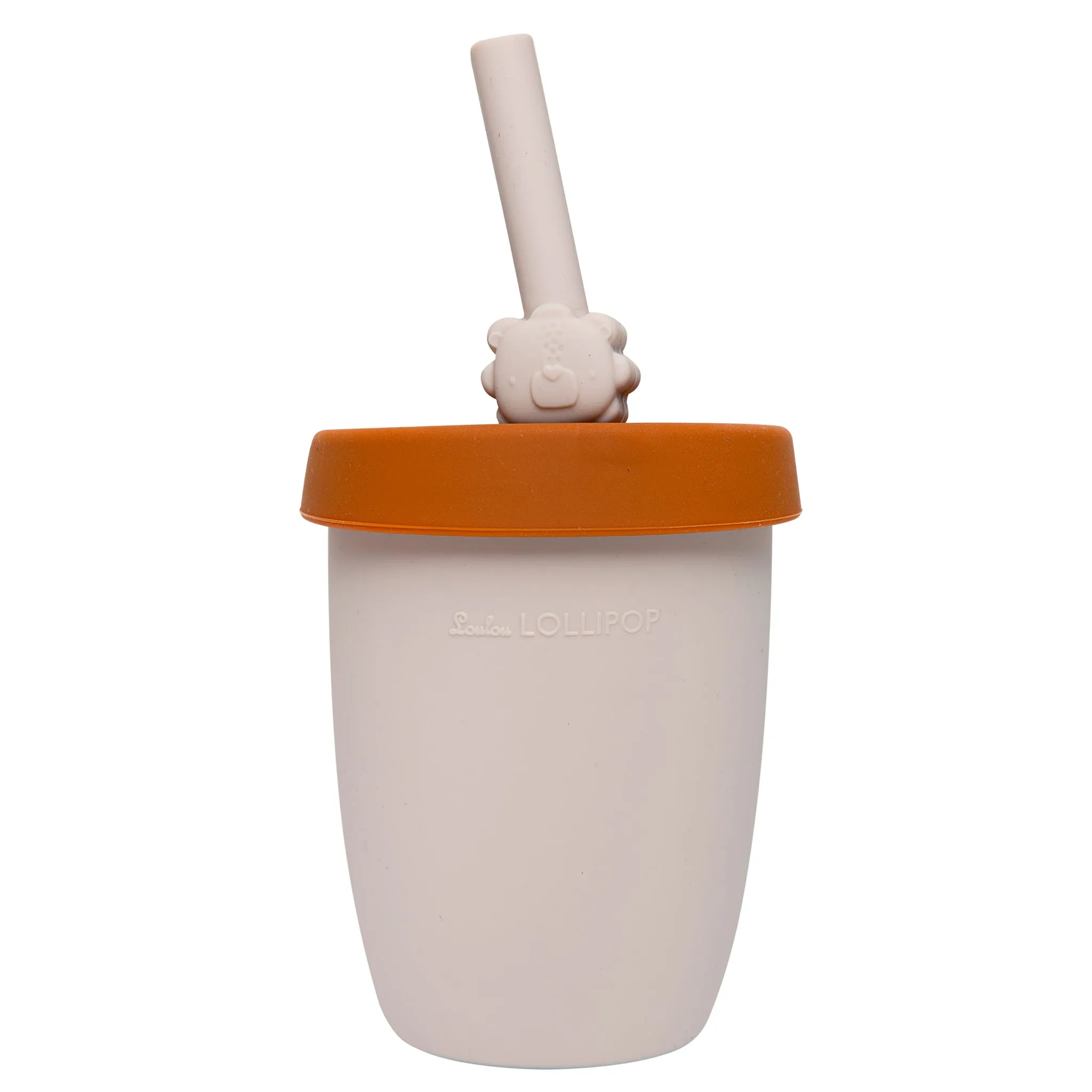 Loulou Lollipop Gobelet en Silicone avec Couvercle et Paille - Lion