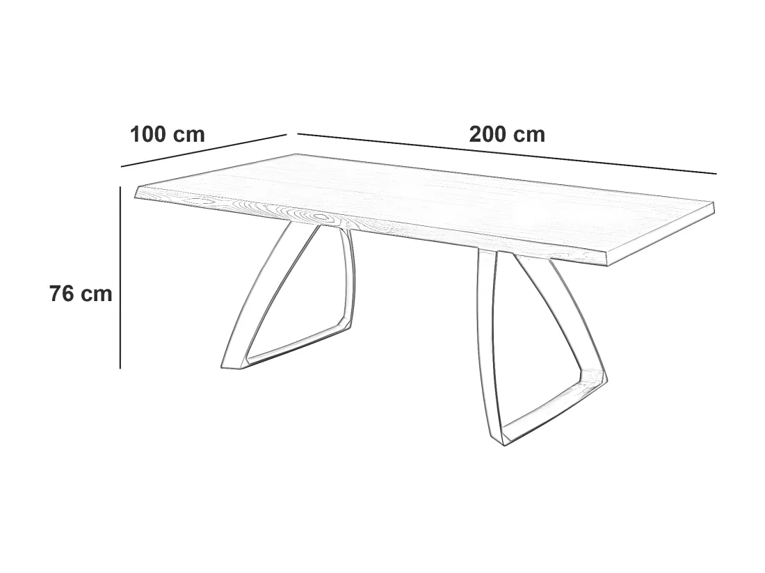Bridge Table Fixe (200 x 100 cm) en Chêne Noir