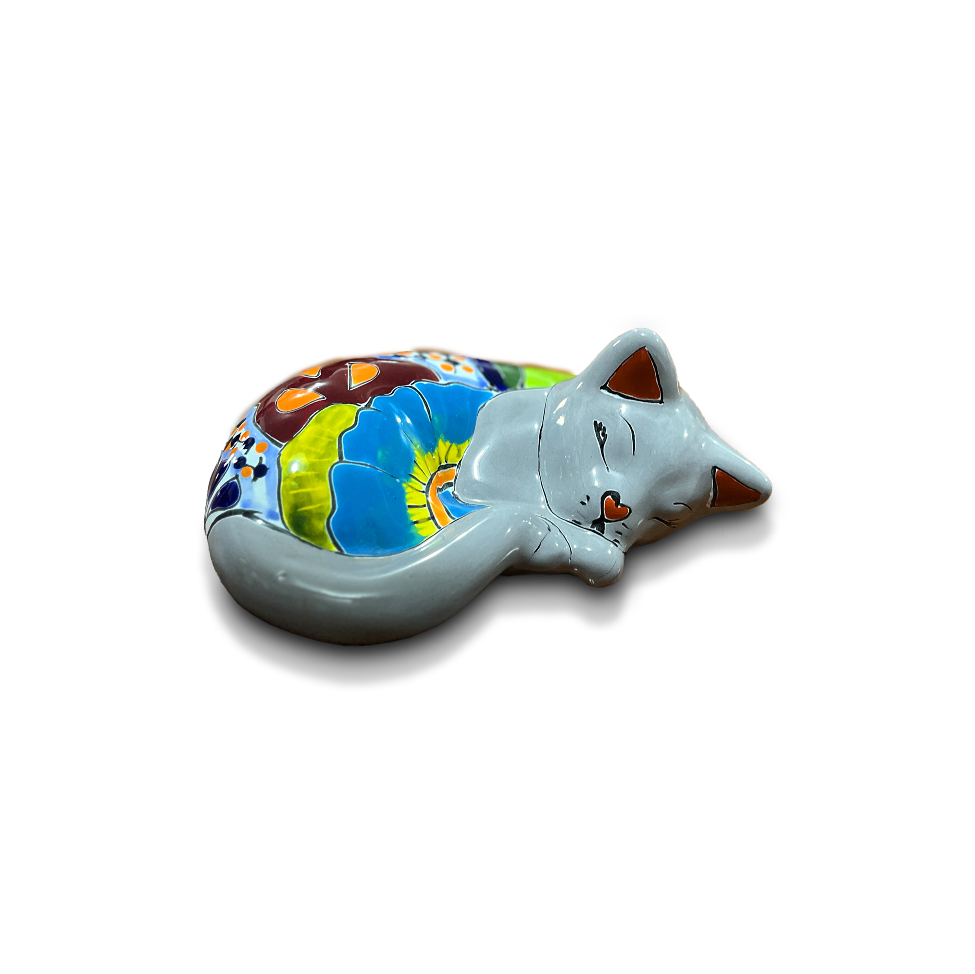 Keramik-Figur 'Katze' grau-multicolor, B 25 cm, L 10 cm, H 6 cm von fischer's lagerhaus