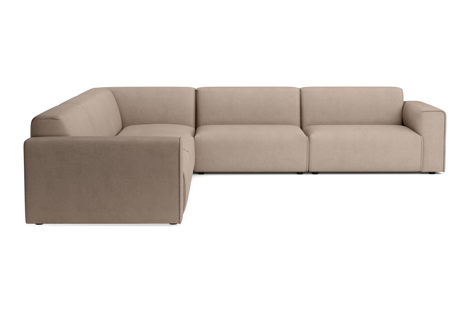 Monaco hjørnesofa 33 hjørnesofa. Tekstil Brego 34 Light Brown med sorte ben. Std komfort.