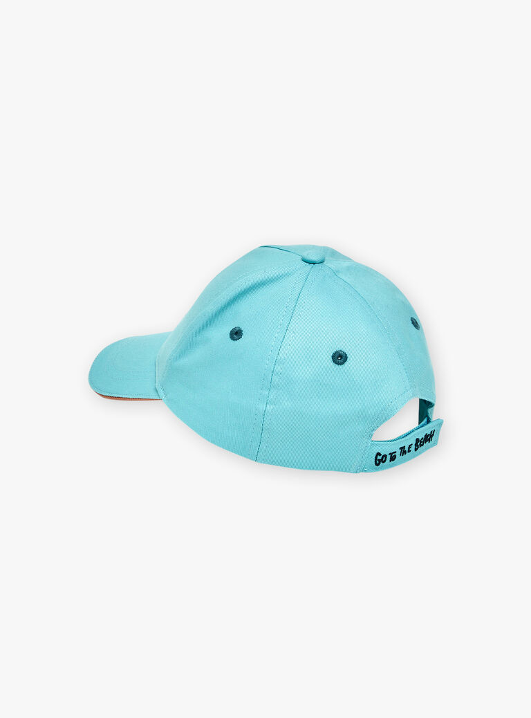 Casquette turquoise en twill à motif dinosaure