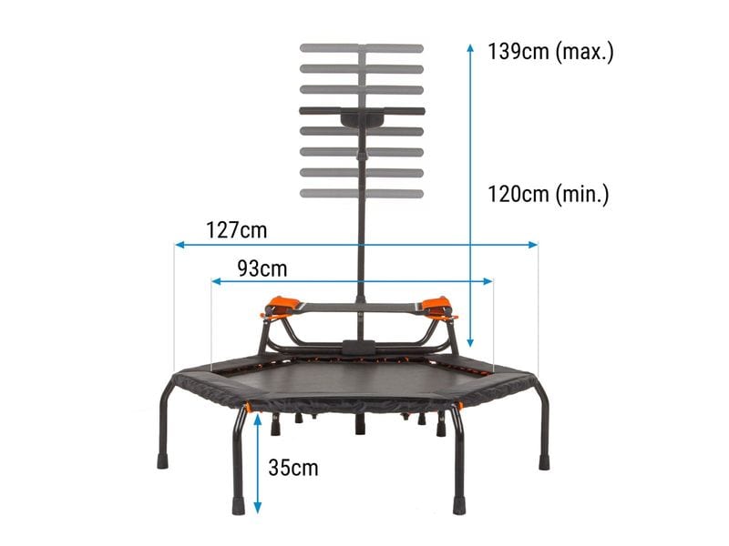 HAMMER Fitnesstrampolin JumpStep Pro mit Step-Board Fitness-Trampolin mit Transportrollen