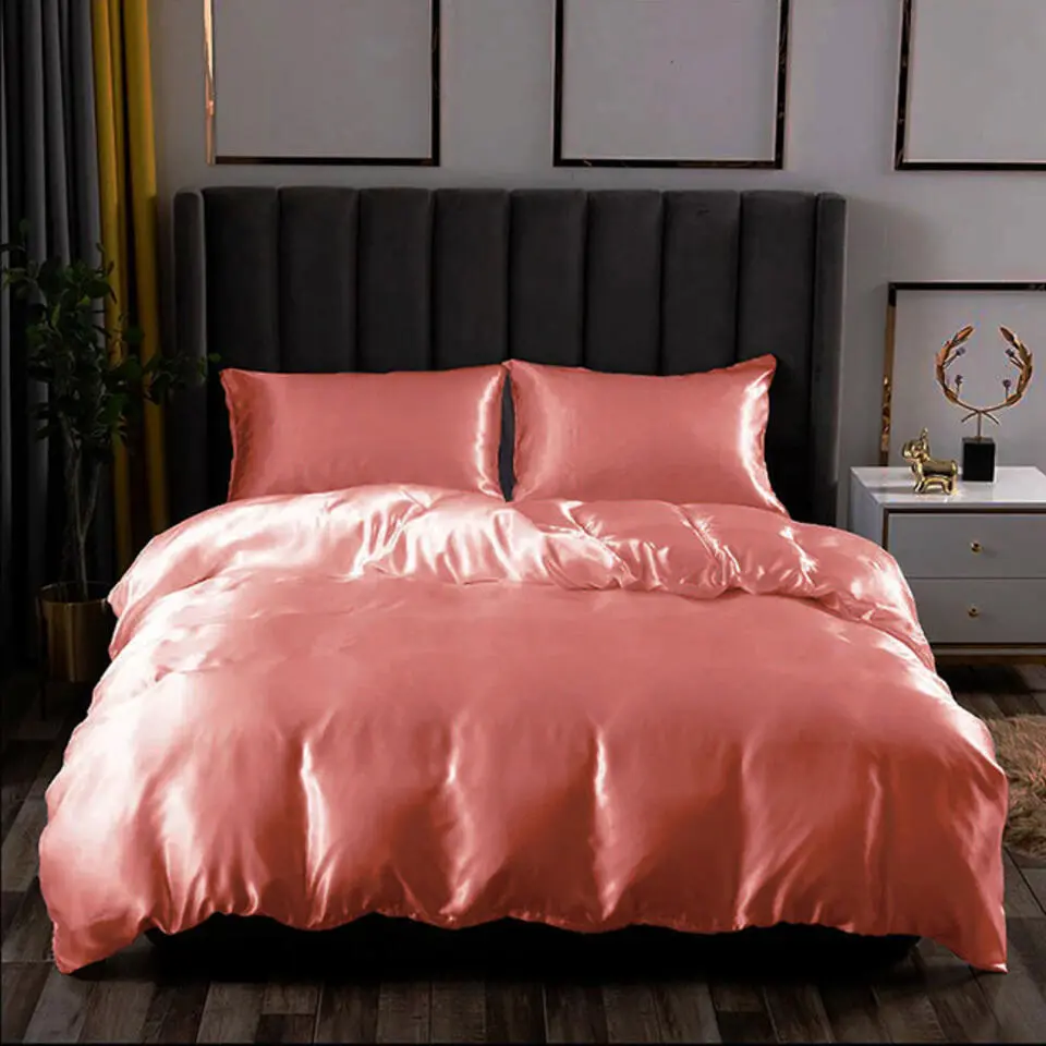 Glanzend Satijnen Dekbedovertrek Beauty Silk Oude Roze-1-persoons (...