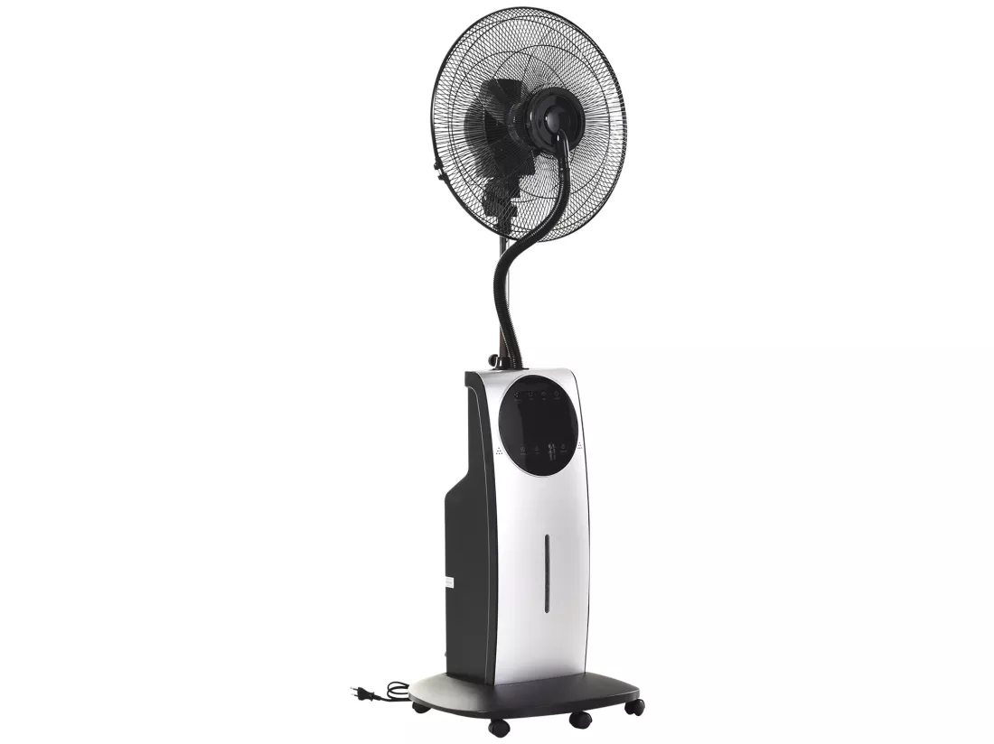 HOMCOM Ventilateur brumisateur sur roulettes - oscillant silencieux 90 W avec télécommande - minuterie 3 modes 3 vitesses Ø 44,5 x 135H cm gris noir