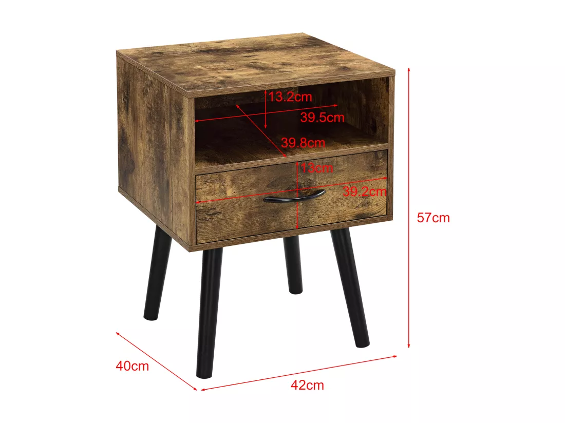 Lot de 2 tables d'appoint Gävle effet bois foncé [en.casa]