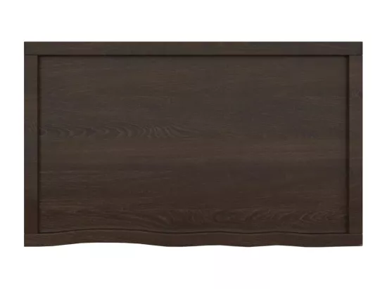 Comptoir de salle de bain marron foncé bois massif traité
