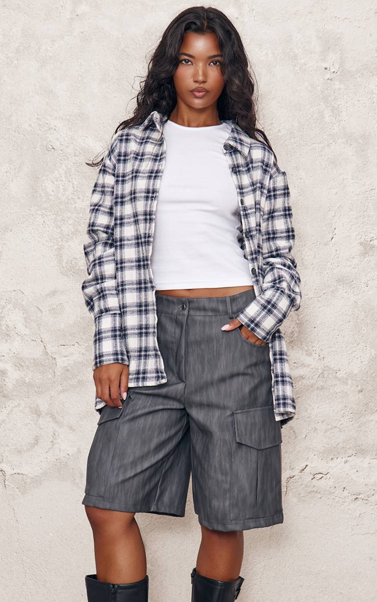 Blanc Chemise En Flanelle Oversize